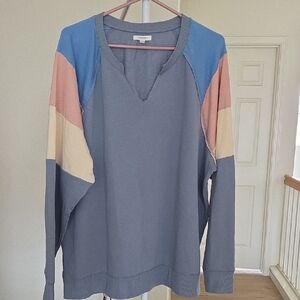 Maurices Blue and Pink Colorblock Sweatshirt Size XXL